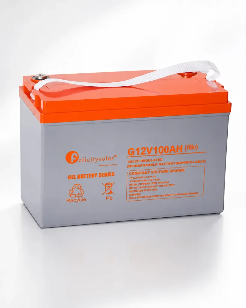 Solar battery (batería solar)100Ah 12V solar GEL battery, 10hr-rate to 1.8v per cell 330*171*218mm Marca Felicity Solar
