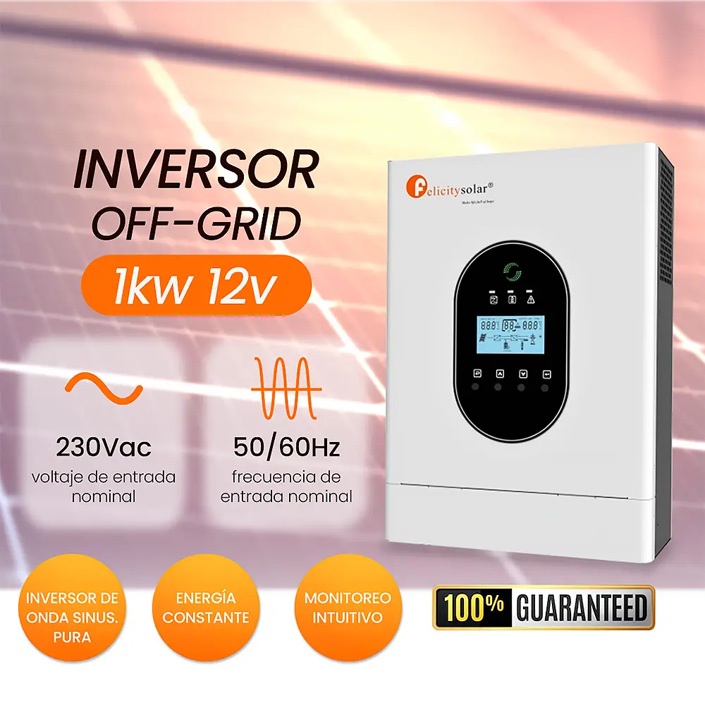 [FL-IVCM1012] Inversor Solar OFF-GRID / Solar Inverter Off Grid, 95v max pv voc, 900w , 60a, 12v, 50/60hz, Felicity Solar 