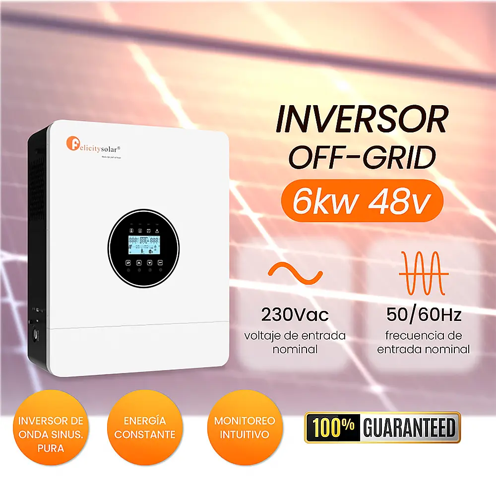 [FL-IVEM6048] Inversor Solar Hibrido 6KW 48V Hybrid Solar Inverter, MPPT PV500V Controller, Felicity Solar 