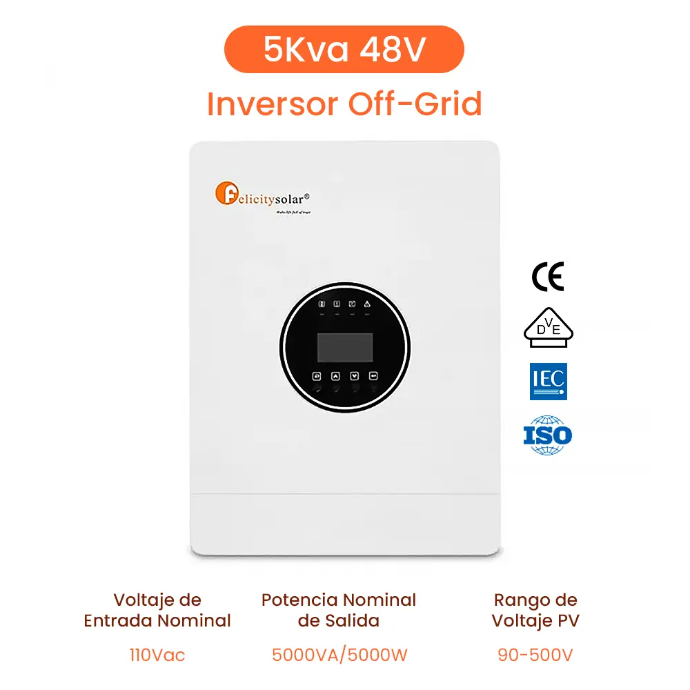 [IVEM5048-LV] Inversor Solar OFF-GRID 5KW 48V 110V AC / Hybrid solar inverter,AC 120V, MPPT 4000W PV500V  controller, Felicity Solar