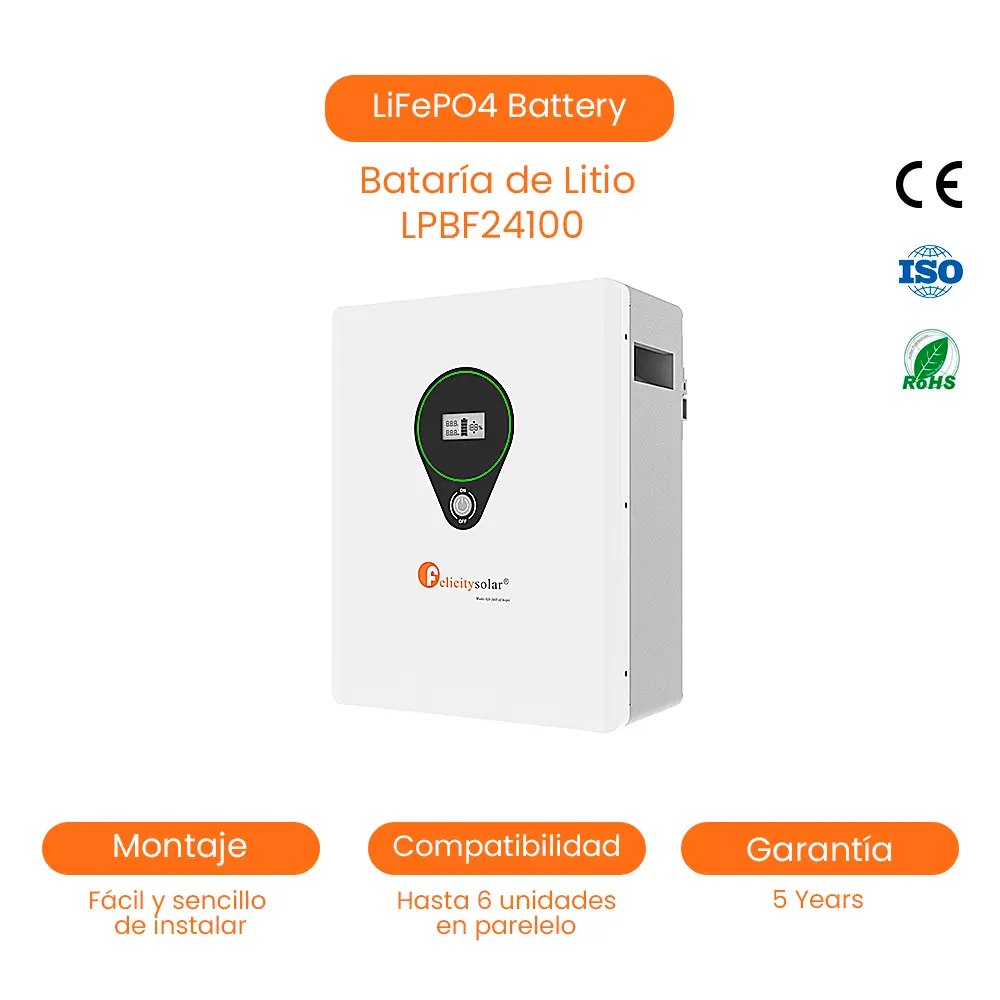 [LPBF24100] Batería De Litio Solar LiFePO4 2.5kwh, 100AH, 24V, Lithium Power Battery With BMS 6000times Deep Cycle At 80% DOD. Battery Cells From CABL 