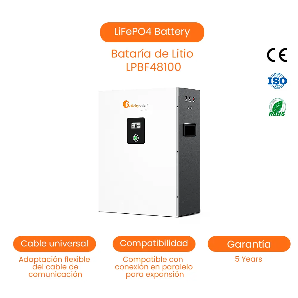 [LPBF48100] Batería De Litio Solar LiFePO4 5Kwh 100AH, 48V, Lithium Power Battery With BMS 6000 Times Deep Cycle At 81%DOD. Battery Cells From CABL 