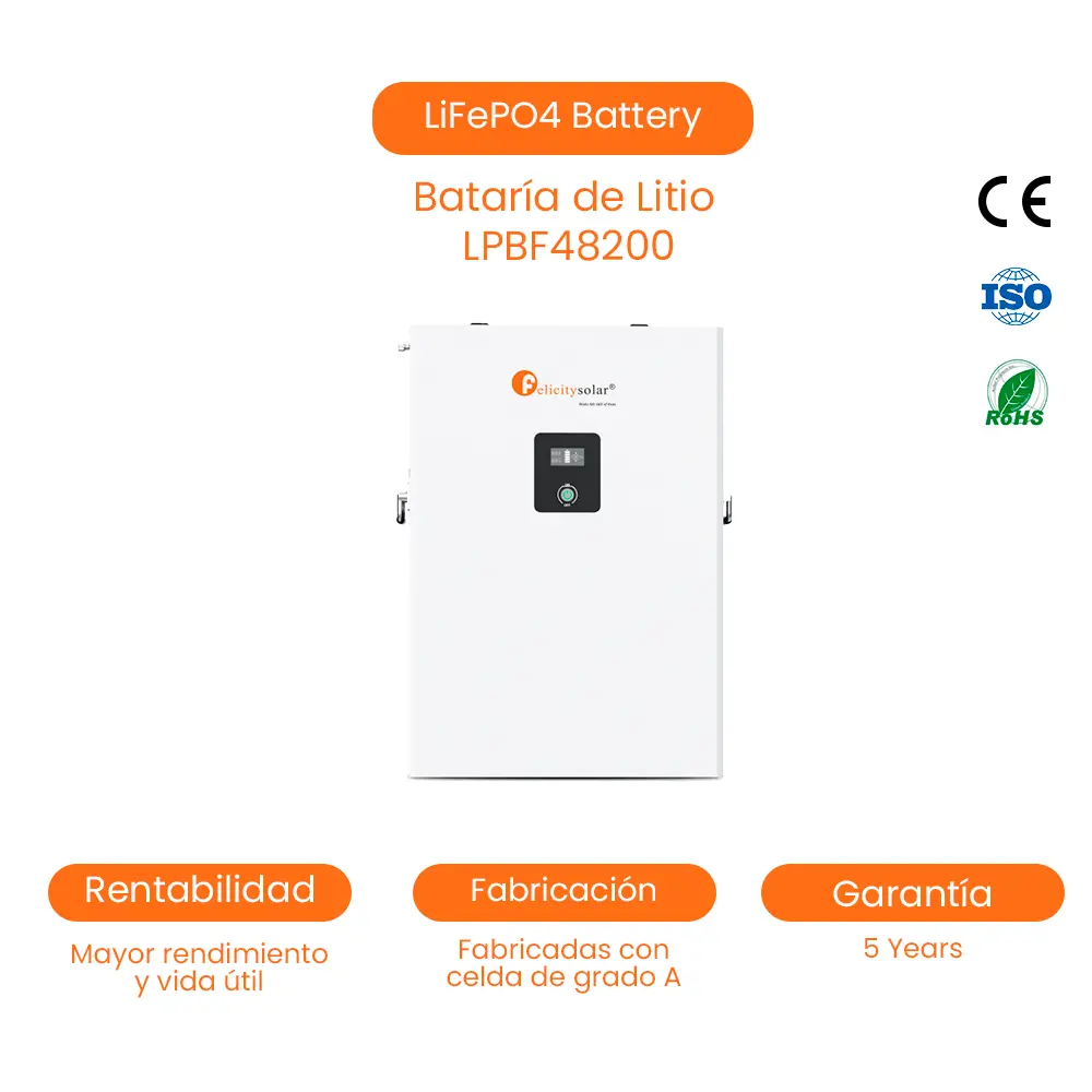 [LPBF48200] Batería De Litio Solar LiFePO4 10kwh, 200AH, 48V(51.2v ), Lithium Power Battery With BMS 6000times Deep Cycle At 80% DOD. Battery Cells From CABL 